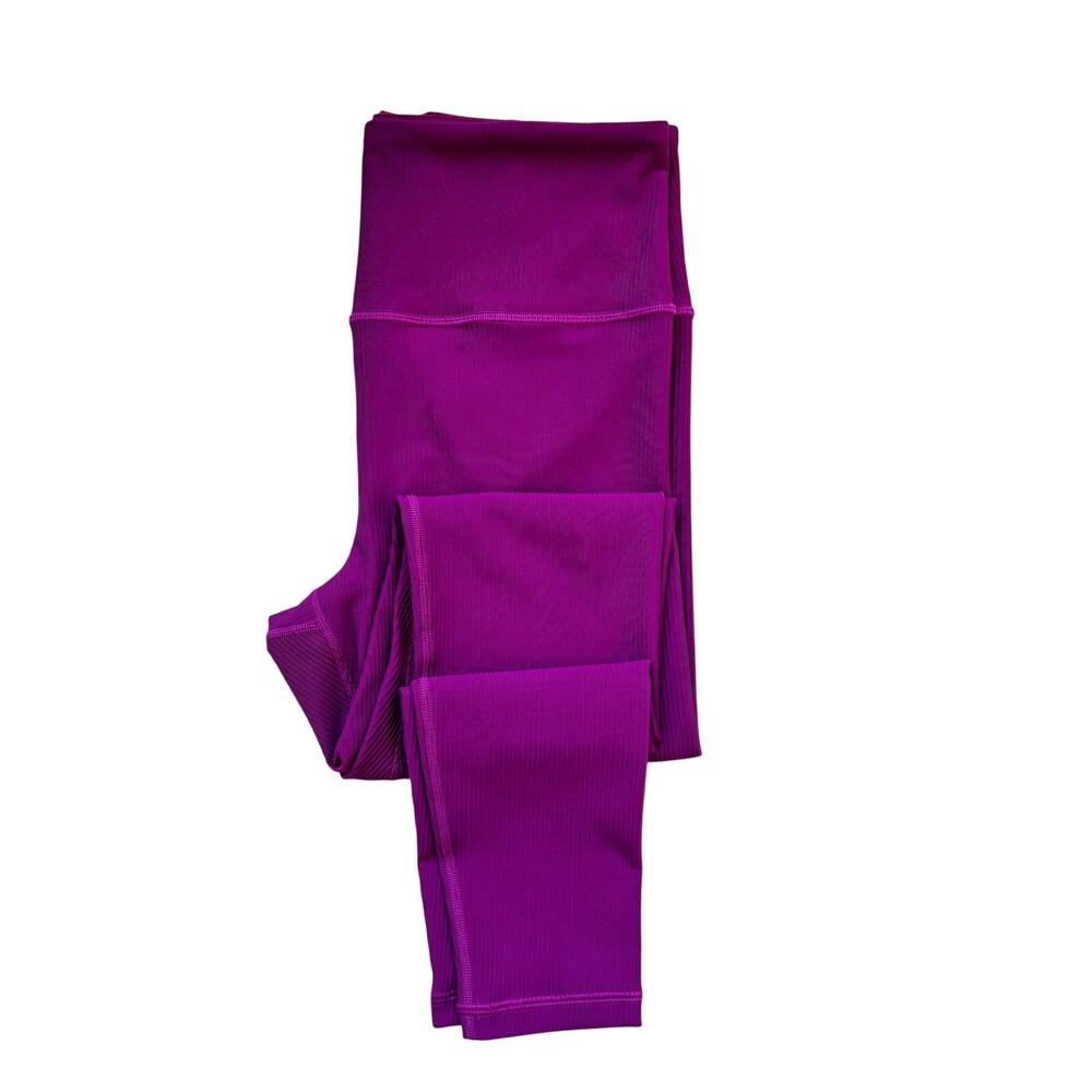 Athleta Elation Ultra High Rise Rib Leggings Womens M Plum Purple Powervita